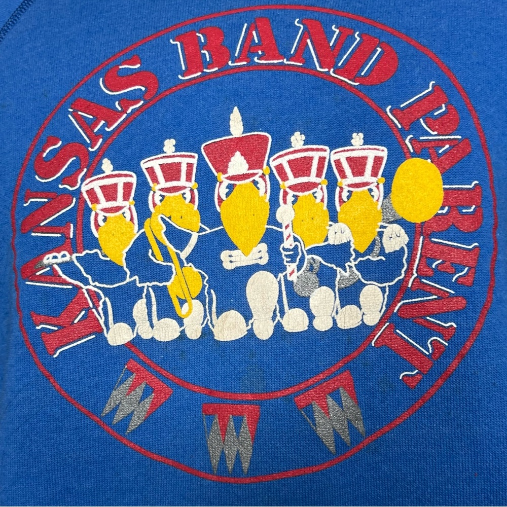 Vtg University of Kansas KU Jayhawks Band Parent Pullover Sweatshirt Crewneck L - Picture 5 of 12